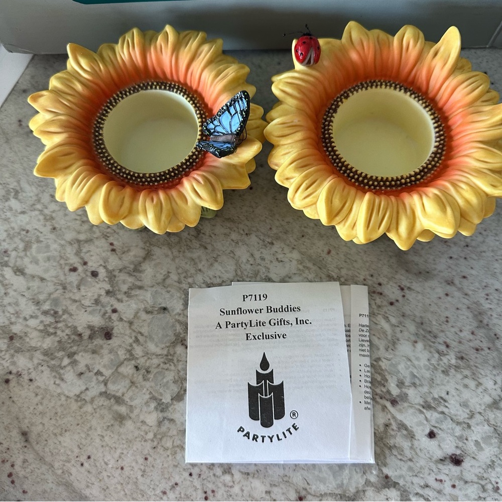 NEW PartyLite Sunflower Buddies Tea Light Candle Holders - Picture 9 of 12